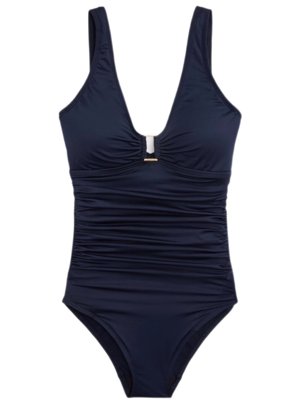 Lauren Ralph Lauren Shirred Ring-Front One-Piece NAVY - NEW - Picture 4 of 9